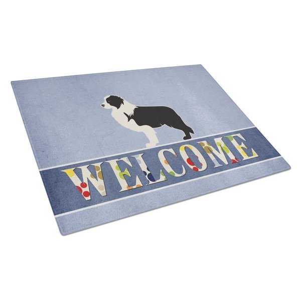 Carolines Treasures Black Border Collie Welcome Glass Cutting Board Large BB5527LCB